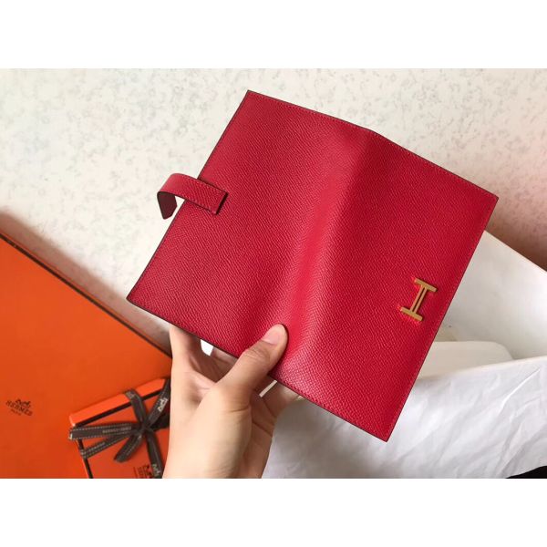 HERM Red Epsom Bearn Gusset Wallet