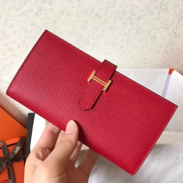HERM Red Epsom Bearn Gusset Wallet