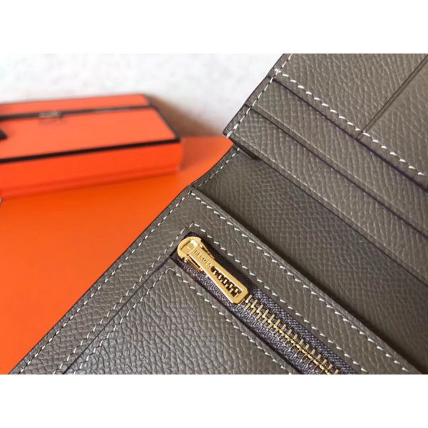 HERM Taupe Epsom Bearn Gusset Wallet