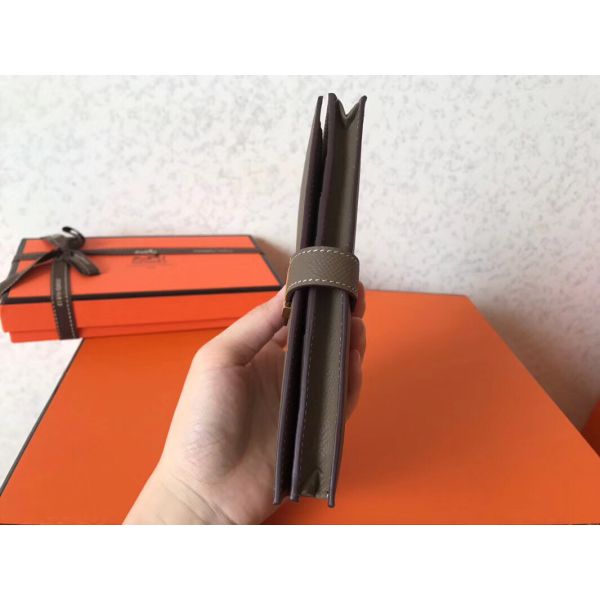 HERM Taupe Epsom Bearn Gusset Wallet