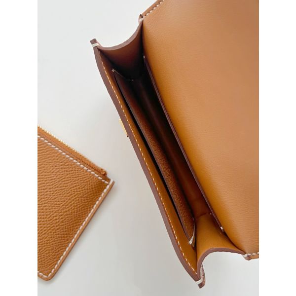 HERM Constance Slim Wallet in Gold Epsom Calfskin