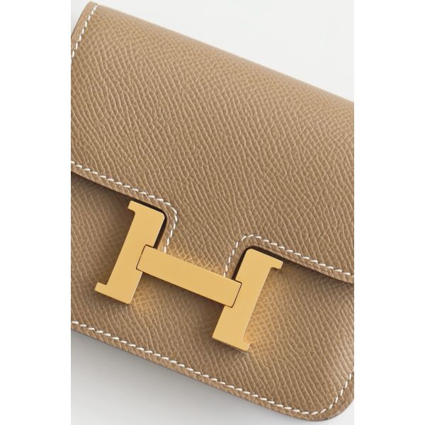 HERM Constance Slim Wallet in Taupe Epsom Calfskin