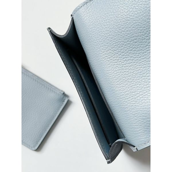 HERM Constance Slim Wallet in Blue Lin Evercolor Calfskin