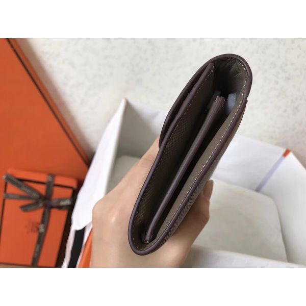 HERM Constance Long Wallet In Taupe Epsom Leather