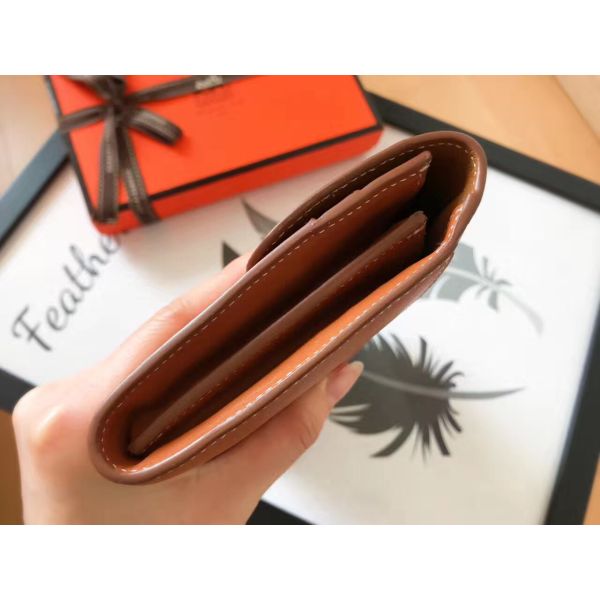 HERM Constance Long Wallet In Gold Swift Leather