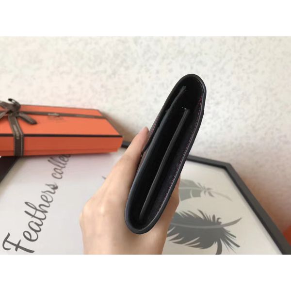 HERM Constance Long Wallet In Black Swift Leather