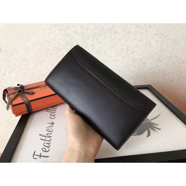 HERM Constance Long Wallet In Black Swift Leather