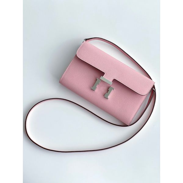 HERM Constance To Go Wallet in Pink Epsom Calfskin