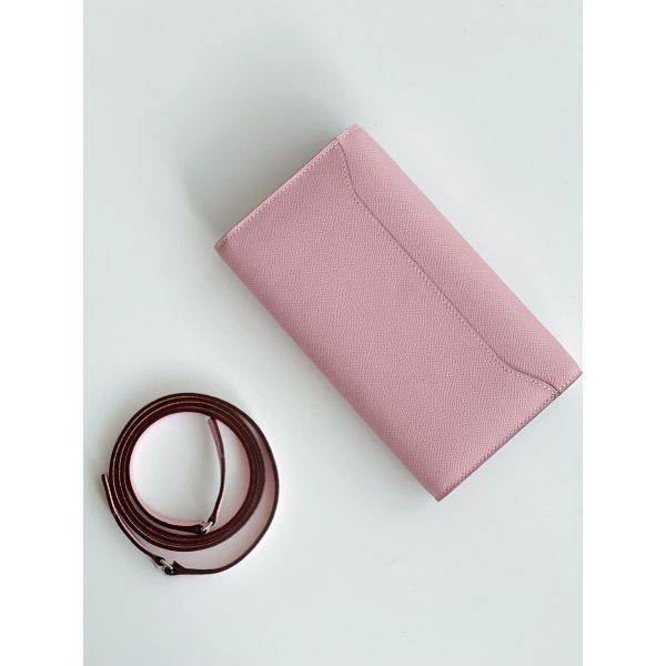HERM Constance To Go Wallet in Pink Epsom Calfskin
