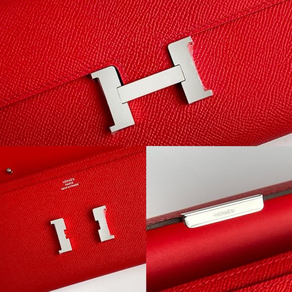 HERM Constance To Go Wallet in Red Epsom Calfskin