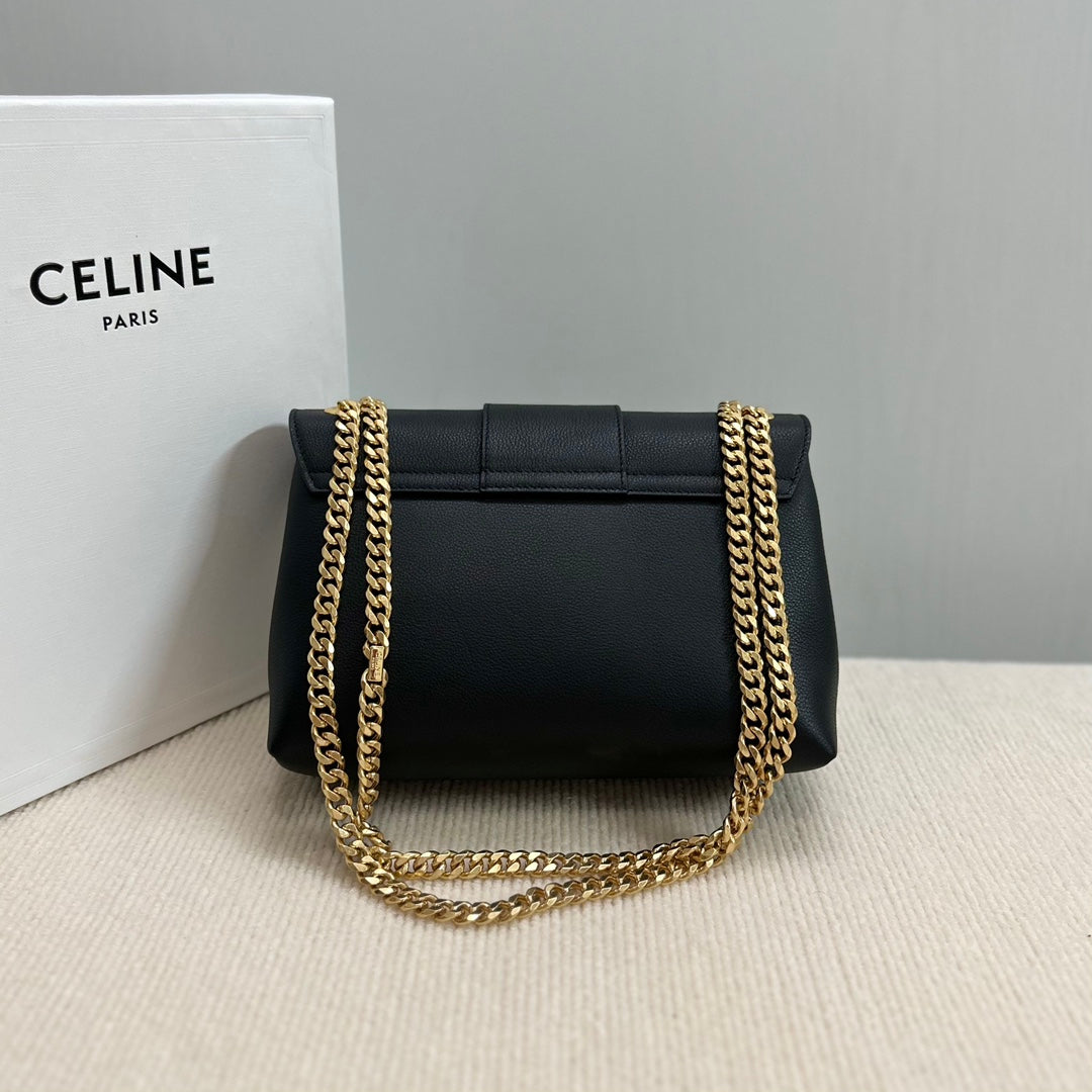 MEDIUM VICTOIRE BAG 25 IN BLACK SUPPLE CALFSKIN GOLD HARDWARE