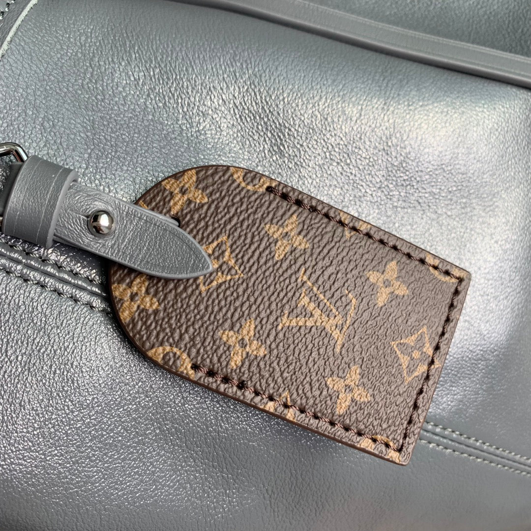 CARRYALL DARK 39 IN GREY LAMBSKIN BROWN MONOGRAM TAG