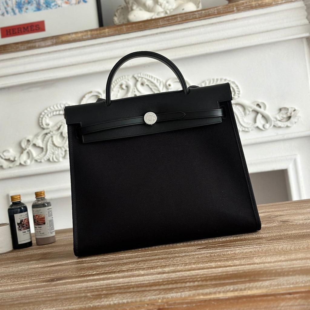 ZIP CABINE 31 BAG IN BLACK CANVAS AND CALFSKIN