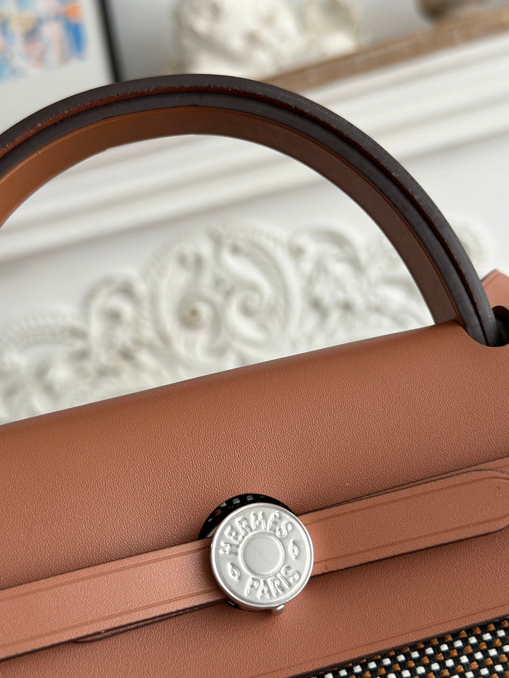 HERBAG MESSENGER 31 BAG IN DARK BROWN H VIKING CANVAS AND COWHIDE