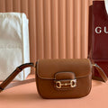 SMALL HORSEBIT 1955 SHOULDER BAG 20 IN BROWN SOFT CALFSKIN LIGHT GOLD HARDWARE