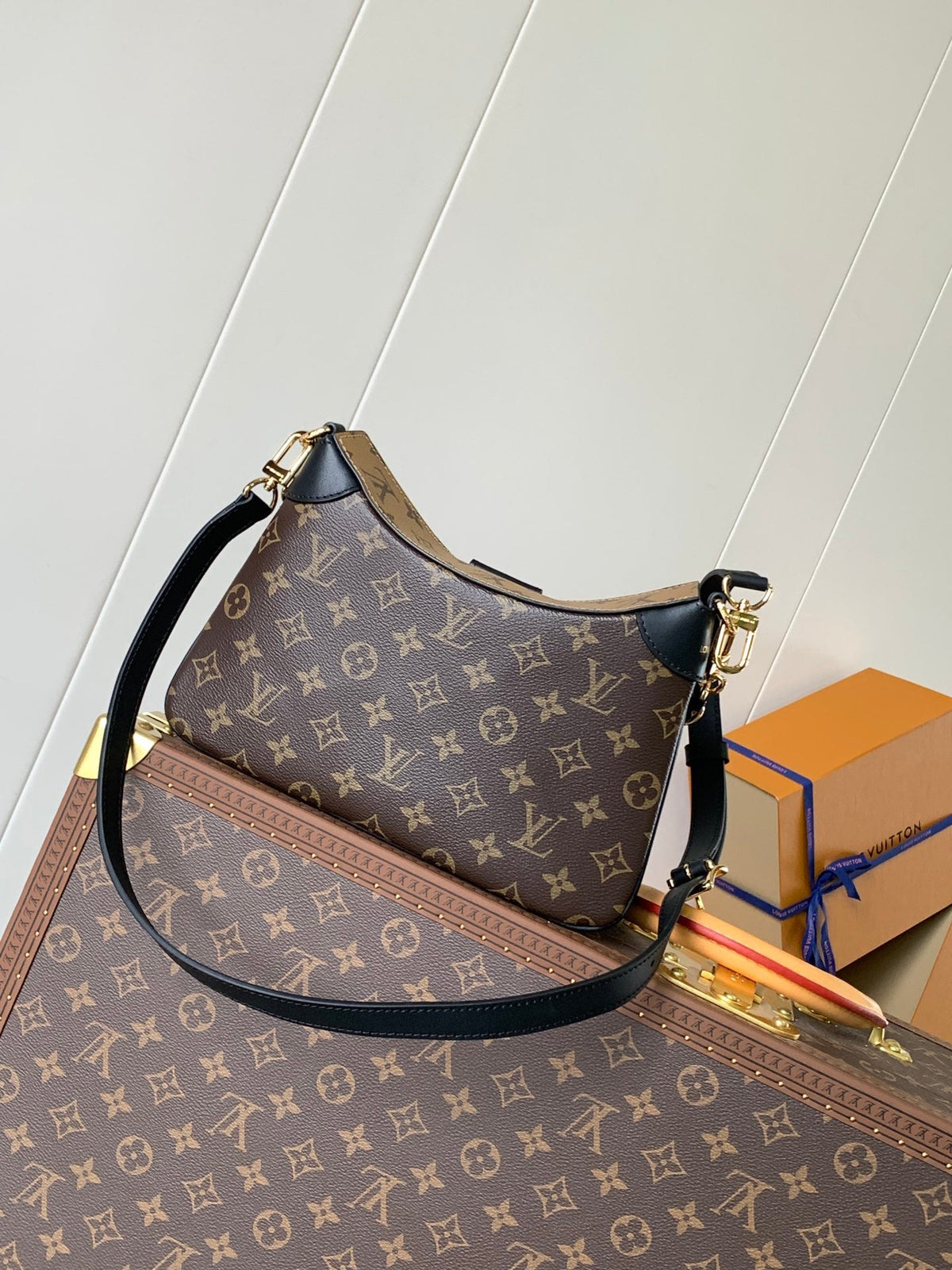 TWINNY BAG 29 IN BROWN MONOGRAM CANVAS AND CALFSKIN