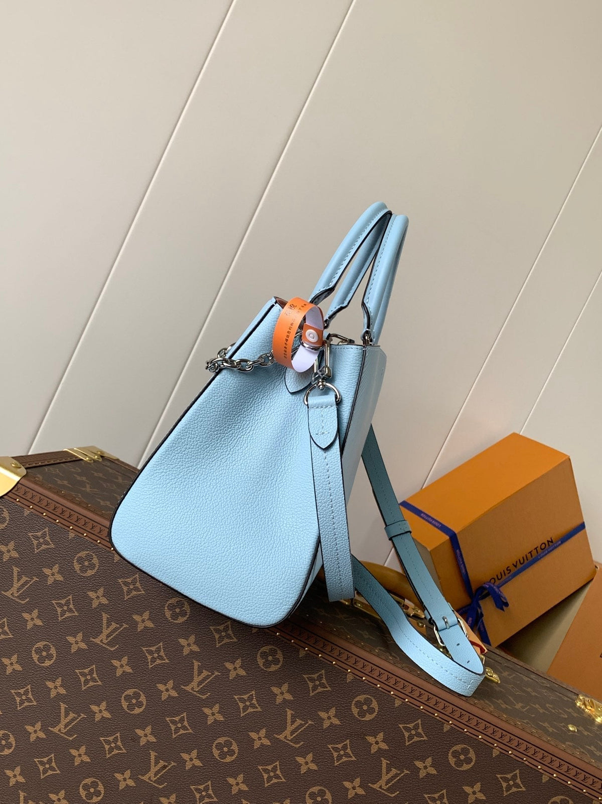 MARELLE TOTE BB BAG 30 IN BLEU NUAGE BLUE EPI GRAIN COWHIDE LEATHER