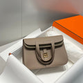 HALZAN 25 HANDLE BAG IN COFFEE BROWN GRAINED CALFSKIN