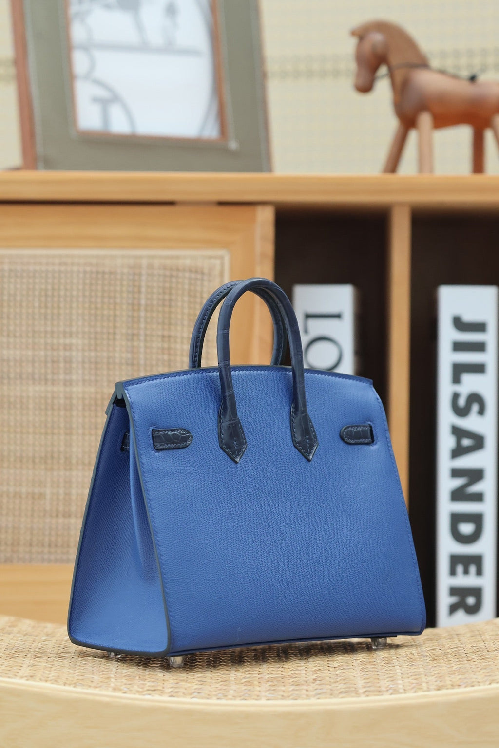 BIRKIN FAUBOURG TOUCH 20 IN NAVY MIX CLASSIC BLUE CALFSKIN WITH SILVER HARDWARE