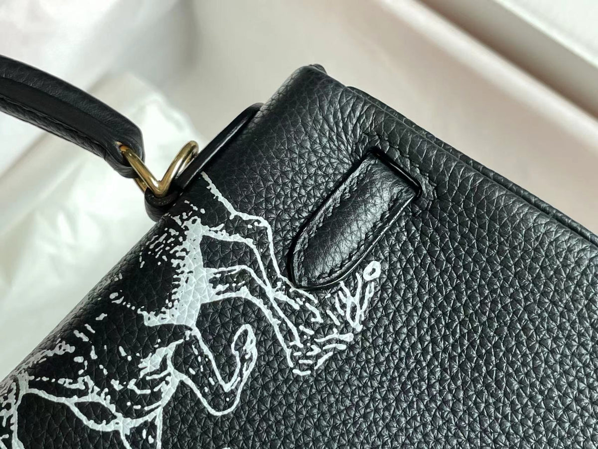 BIRKIN 25 BAG IN BLACK CALFSKIN WITH WHITE STICKER