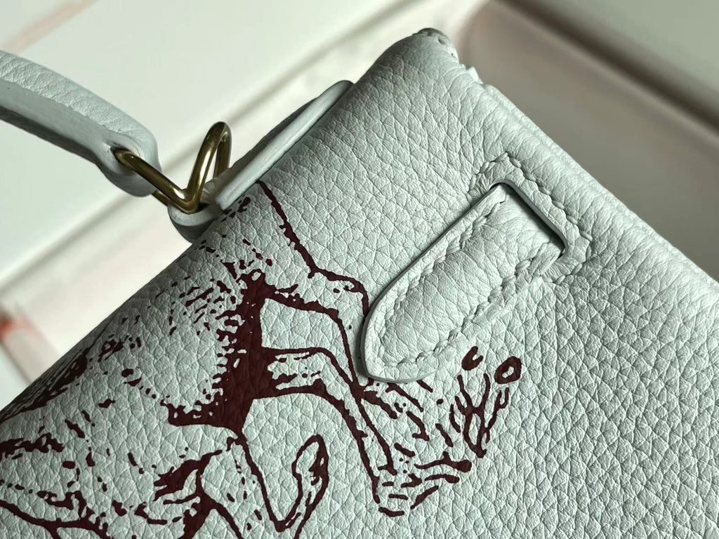 BIRKIN 25 BAG IN WHITE CALFSKIN WITH COLORFUL STICKER 228763