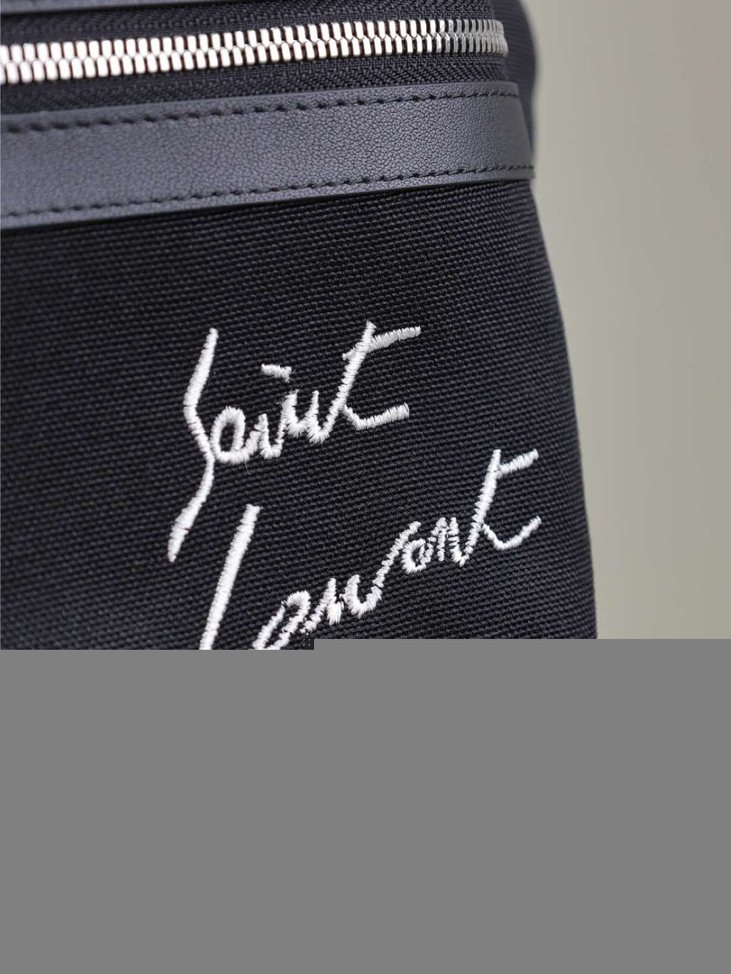 CITY BACKPACK 38 IN BLACK CANVAS WITH WHITE EMBROIDED LOGO